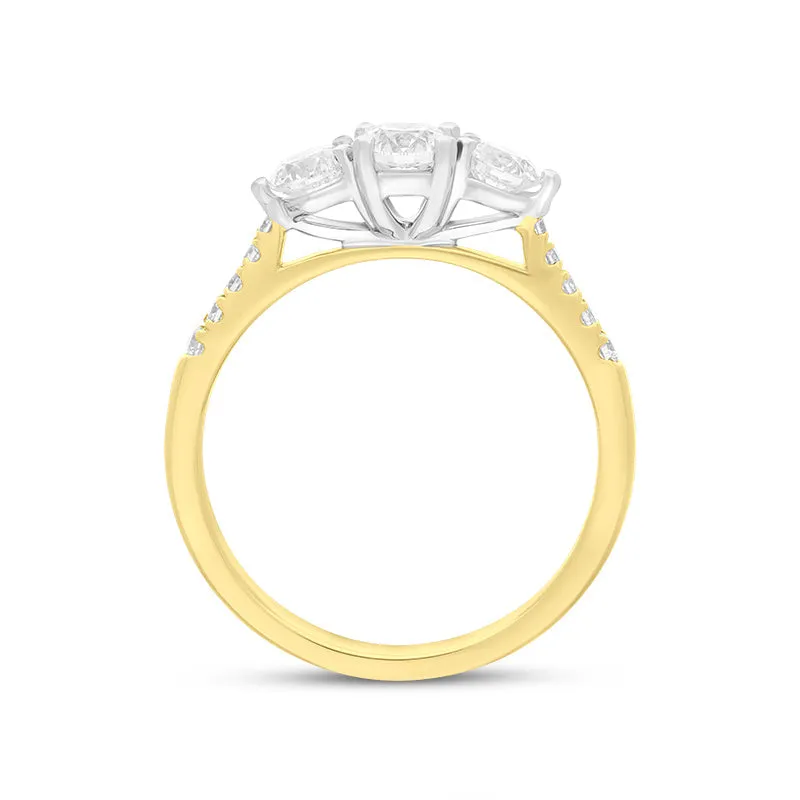 18ct Yellow Gold 0.86ct Diamond Three Stone Shoulder Set Ring sold by C.W. Sellors product image thumbnail 2