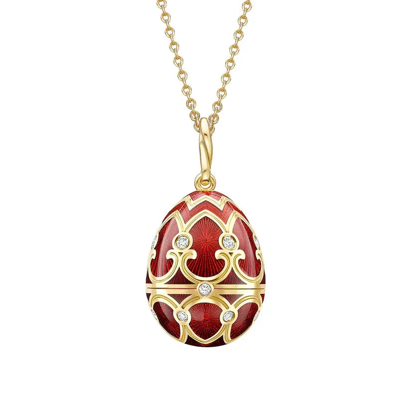 Faberge Heritage Yellow Gold Diamond Red Guilloche Enamel Wild Rose Surprise Locket sold by C.W. Sellors product image thumbnail 2