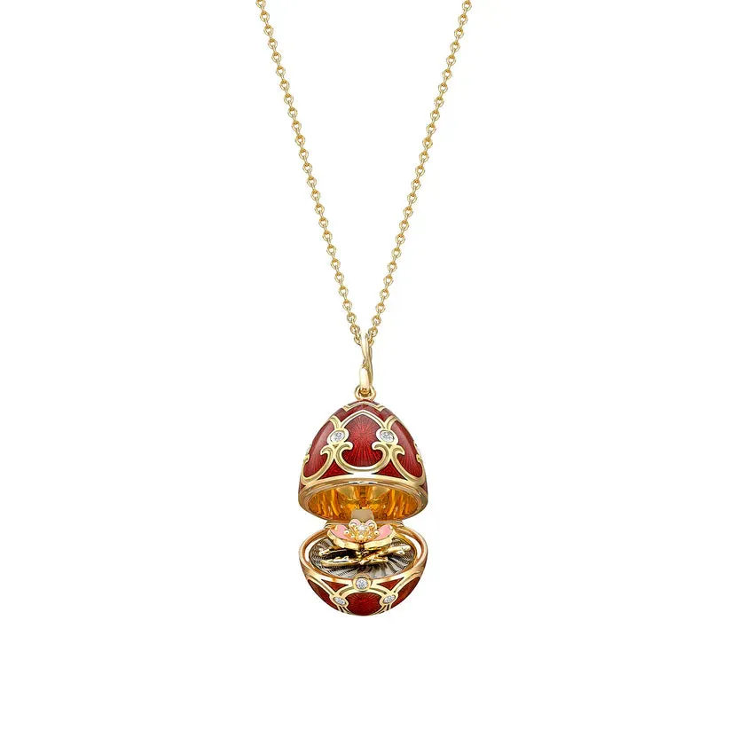 Faberge Heritage Yellow Gold Diamond Red Guilloche Enamel Wild Rose Surprise Locket sold by C.W. Sellors product image thumbnail 3