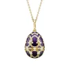 Faberge Heritage Yellow Gold Diamond Purple Guilloche Enamel Anemone Surprise Locket sold by C.W. Sellors