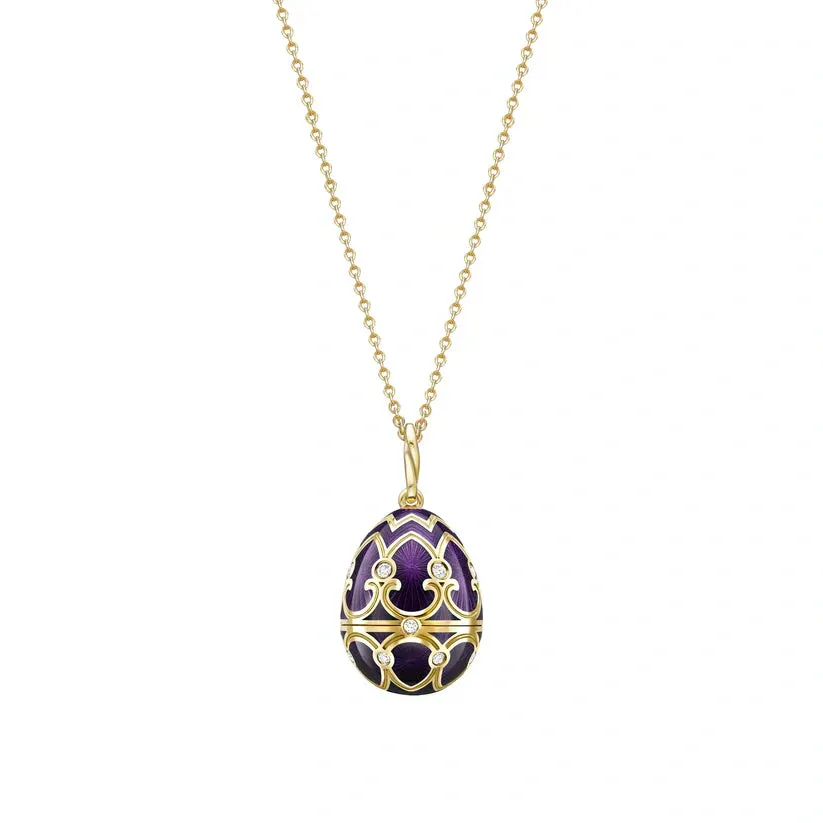 Faberge Heritage Yellow Gold Diamond Purple Guilloche Enamel Anemone Surprise Locket sold by C.W. Sellors product image thumbnail 4