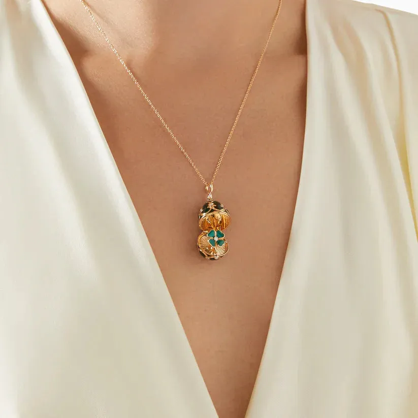 Faberge Heritage Yellow Gold Diamond Green Guilloche Enamel Clover Surprise Locket sold by C.W. Sellors product image thumbnail 3