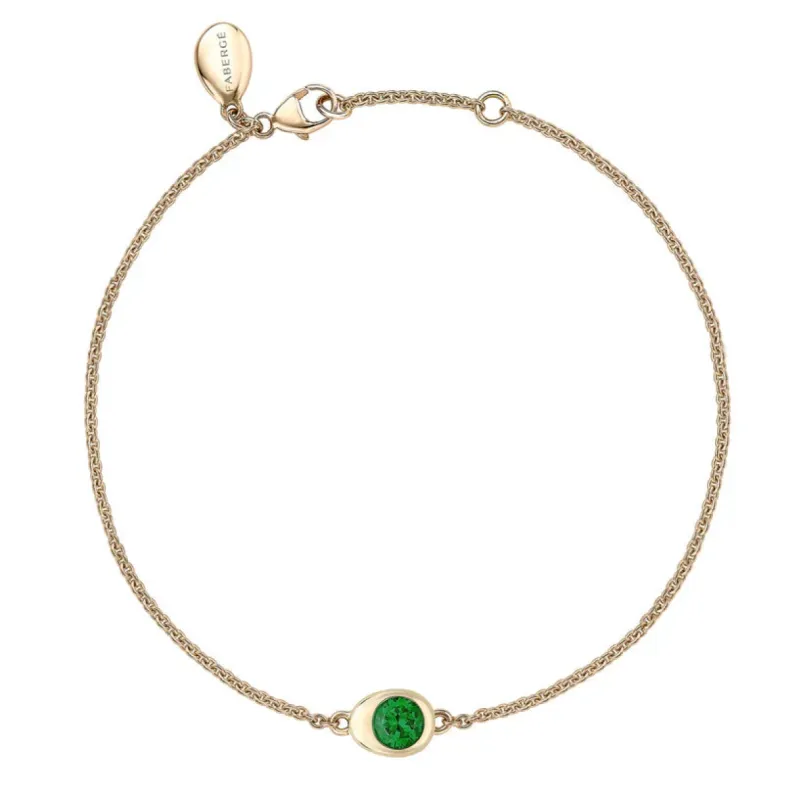Faberge Cosmic Curve Yellow Gold Emerald Chain Bracelet sold by C.W. Sellors