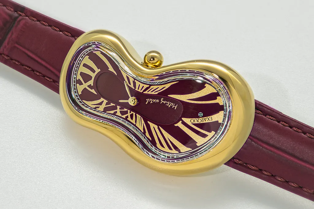 Exaequo Classic Melting Watch PVD Yellow Gold Italian Burgundy Dial Watch sold by C.W. Sellors product image thumbnail 2