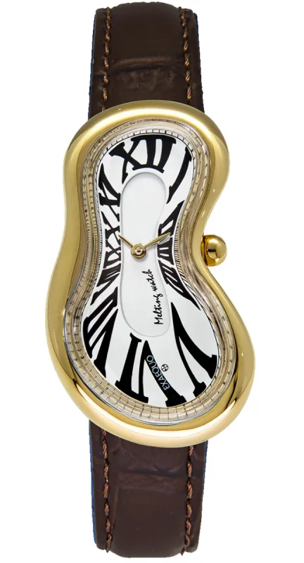 Exaequo Classic Melting Watch PVD Yellow Gold White Dial Watch made by C.W. Sellors