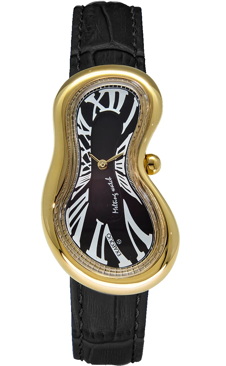Exaequo Classic Melting Watch PVD Yellow Gold Black Dial Watch sold by C.W. Sellors