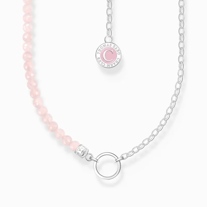 Thomas Sabo Sterling Silver Rose Quartz Charmista Member Charm Necklace with Coin sold by C.W. Sellors