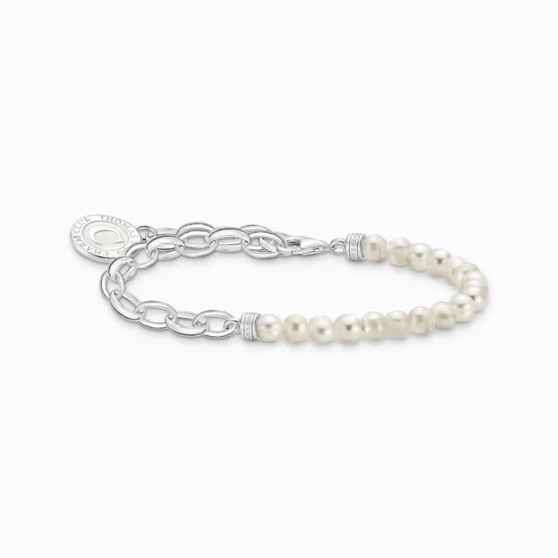 Thomas Sabo Sterling Silver Pearl Charmista Member Charm Bracelet with White Coin sold by C.W. Sellors