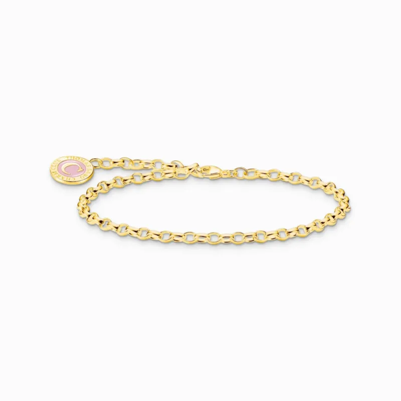 Thomas Sabo Gold Plated Sterling Silver Charmista Member Charm Bracelet with Pink Coin sold by C.W. Sellors