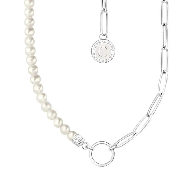 Thomas Sabo Sterling Silver White Pearl Charmista Member Charm Necklace with Coin sold by C.W. Sellors