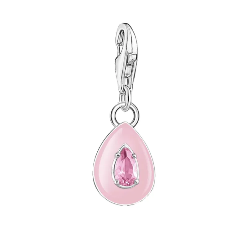 Thomas Sabo Charmista Sterling Silver Pink Drop Charm Pendant sold by C.W. Sellors