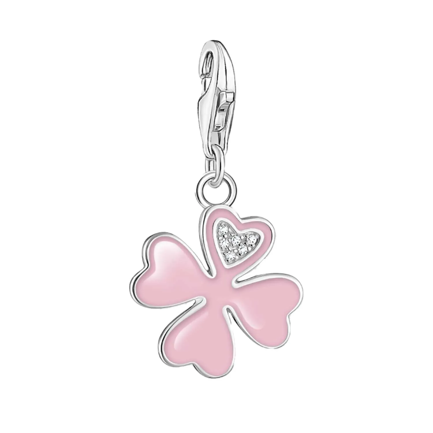 Thomas Sabo Charmista Sterling Silver Pink Cloverleaf Charm Pendant sold by C.W. Sellors