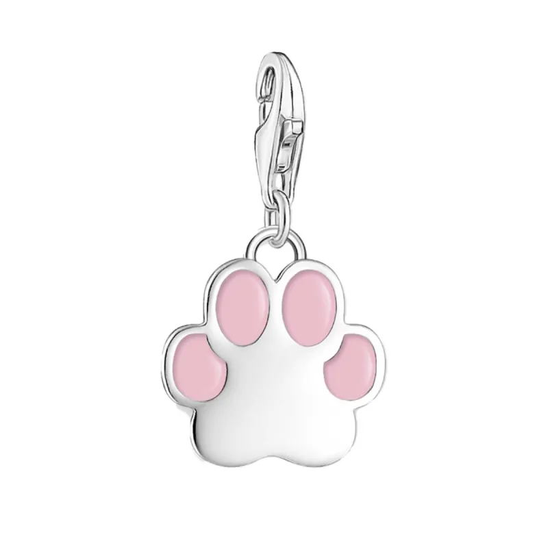 Thomas Sabo Charmista Sterling Silver Pink Paw Charm Pendant sold by C.W. Sellors