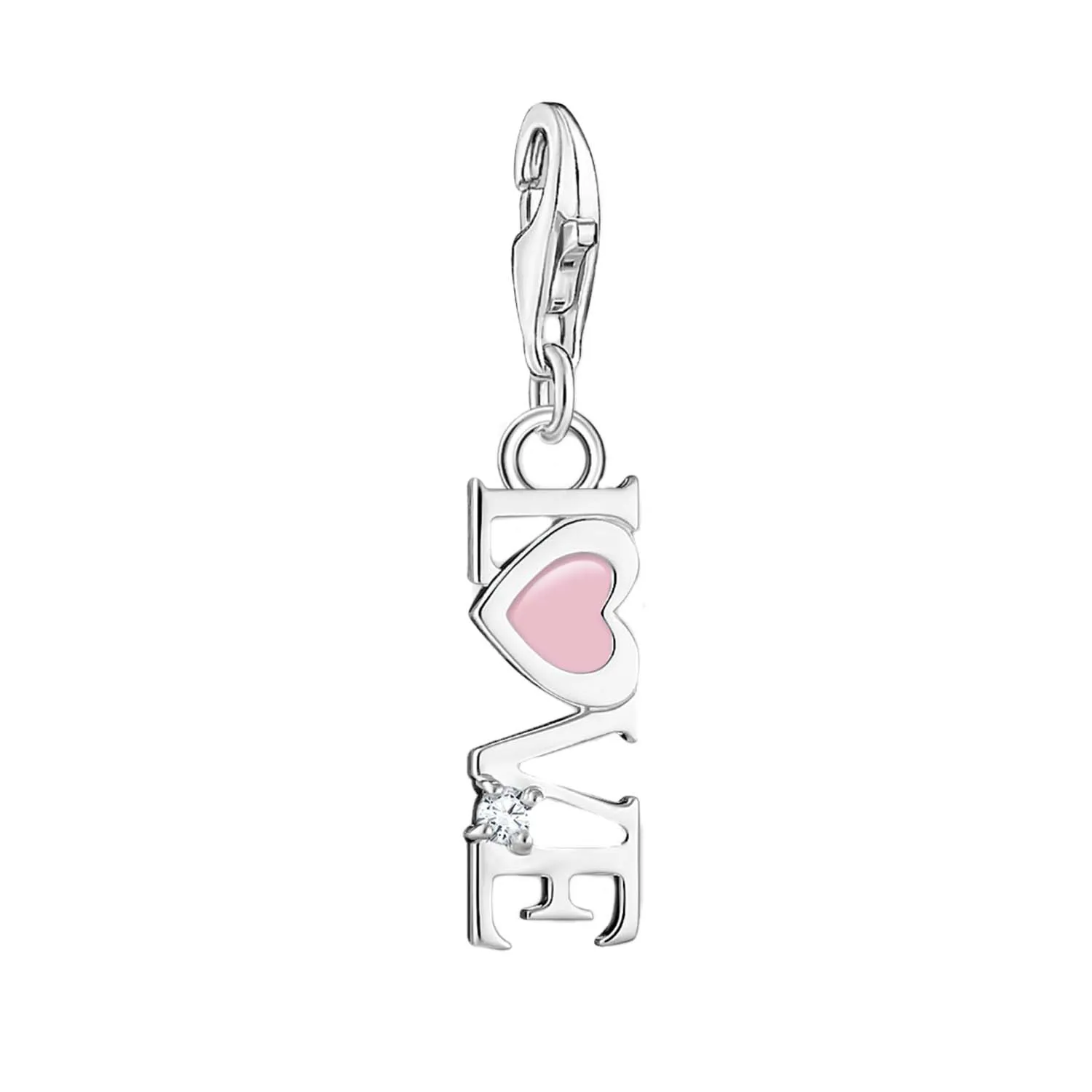 Thomas Sabo Charmista Sterling Silver Pink Love Heart Charm Pendant sold by C.W. Sellors