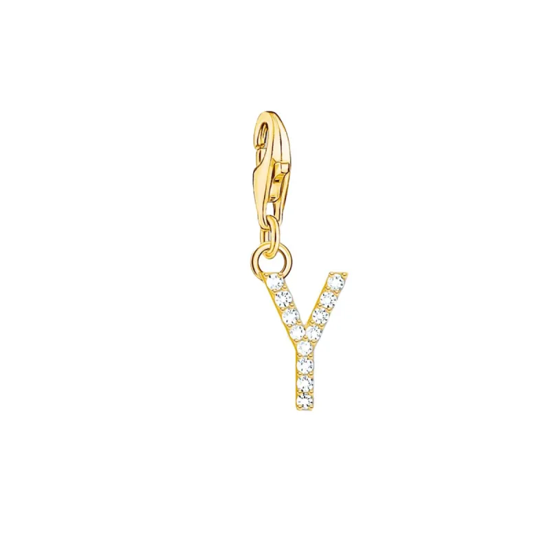 Thomas Sabo Charmista Gold Plated Sterling Silver Letter Y Charm Pendant sold by C.W. Sellors