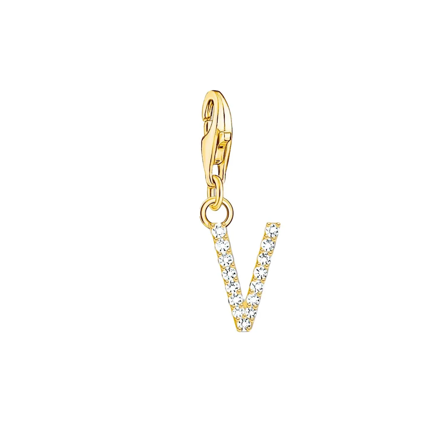 Thomas Sabo Charmista Gold Plated Sterling Silver Letter V Charm Pendant sold by C.W. Sellors