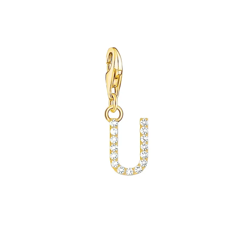 Thomas Sabo Charmista Gold Plated Sterling Silver Letter U Charm Pendant sold by C.W. Sellors
