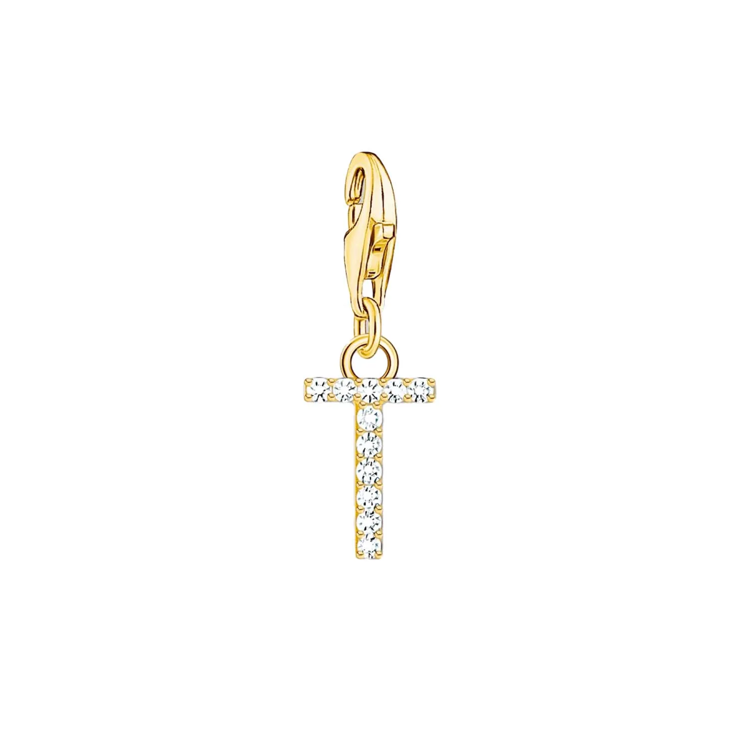 Thomas Sabo Charmista Gold Plated Sterling Silver Letter T Charm Pendant sold by C.W. Sellors