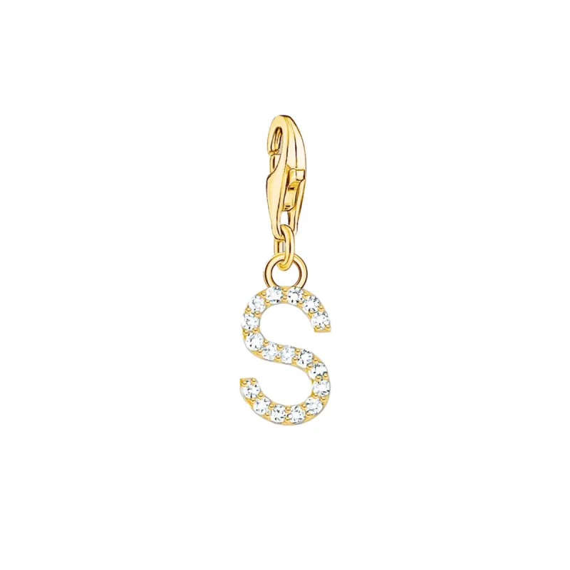 Thomas Sabo Charmista Gold Plated Sterling Silver Letter S Charm Pendant sold by C.W. Sellors