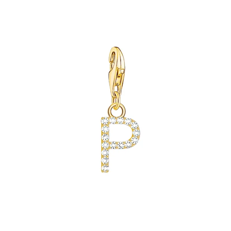 Thomas Sabo Charmista Gold Plated Sterling Silver Letter P Charm Pendant sold by C.W. Sellors