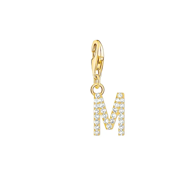 Thomas Sabo Charmista Gold Plated Sterling Silver Letter M Charm Pendant sold by C.W. Sellors
