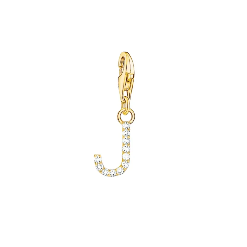 Thomas Sabo Charmista Gold Plated Sterling Silver Letter J Charm Pendant sold by C.W. Sellors