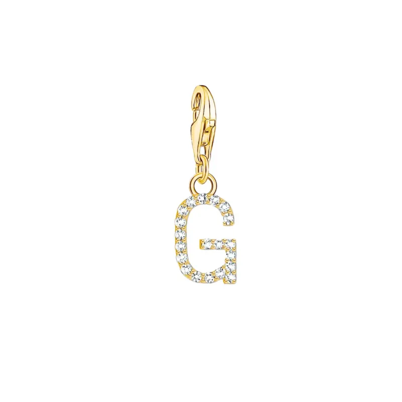 Thomas Sabo Charmista Gold Plated Sterling Silver Letter G Charm Pendant sold by C.W. Sellors
