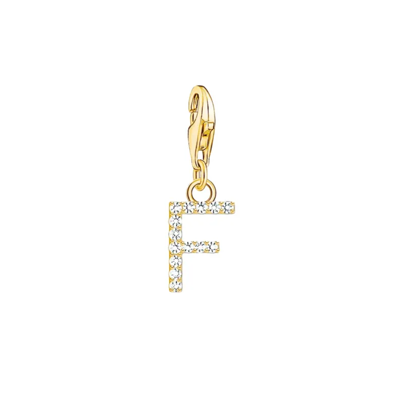 Thomas Sabo Charmista Gold Plated Sterling Silver Letter F Charm Pendant sold by C.W. Sellors