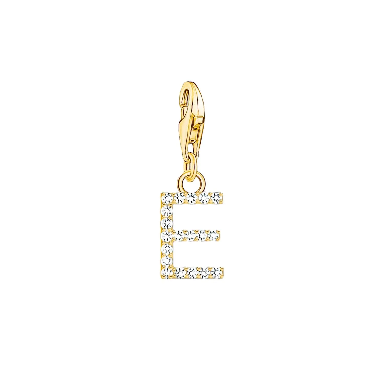 Thomas Sabo Charmista Gold Plated Sterling Silver Letter E Charm Pendant sold by C.W. Sellors