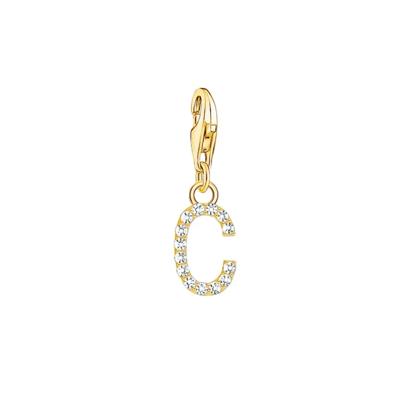 Thomas Sabo Charmista Gold Plated Sterling Silver Letter C Charm Pendant sold by C.W. Sellors