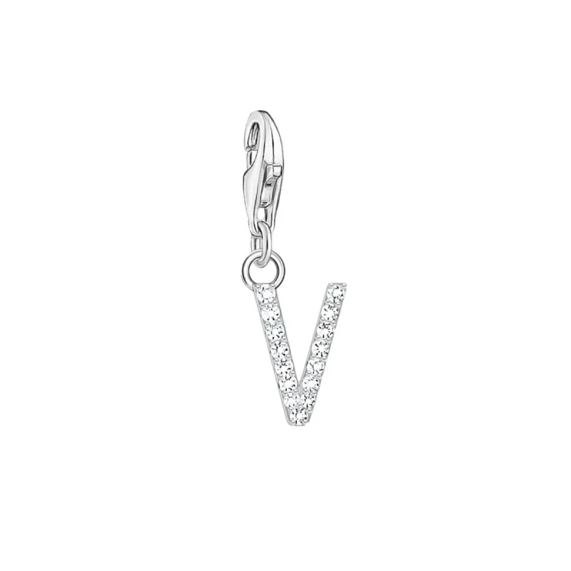 Thomas Sabo Charmista Sterling Silver Letter V Charm Pendant sold by C.W. Sellors