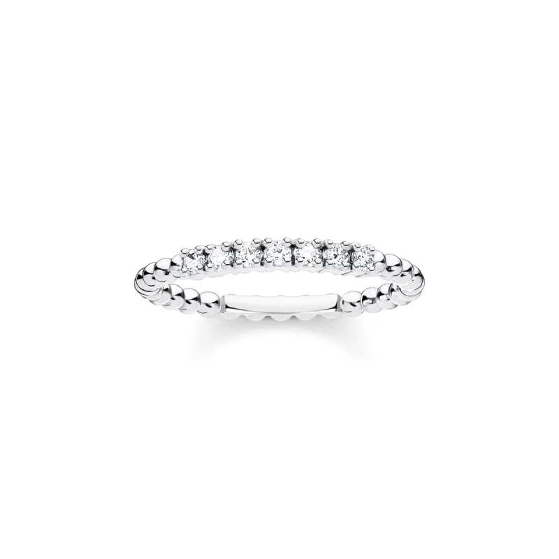 Thomas Sabo Charm Club Sterling Silver White CZ Dots Ring sold by C.W. Sellors