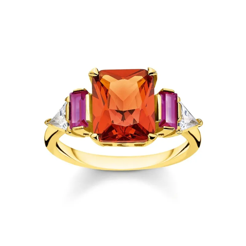 Thomas Sabo 18ct Yellow Gold Plated Sterling Silver Colourful Stones Ring sold by C.W. Sellors