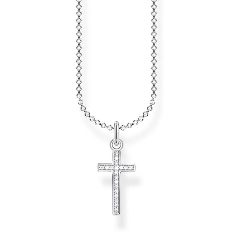 Thomas Sabo Charm Club Sterling Silver Cross Pave Necklace sold by C.W. Sellors