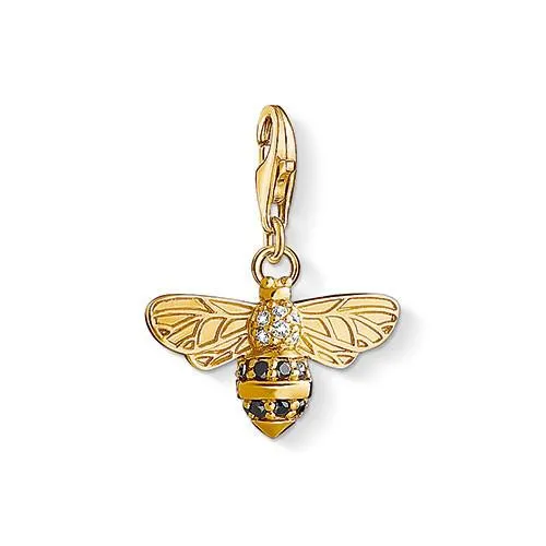 Thomas Sabo Charm Club Yellow Gold Plated Silver Zirconia Bee Charm sold by C.W. Sellors