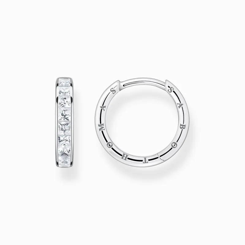 Thomas Sabo Sterling Silver White Stone Hoop Earrings sold by C.W. Sellors
