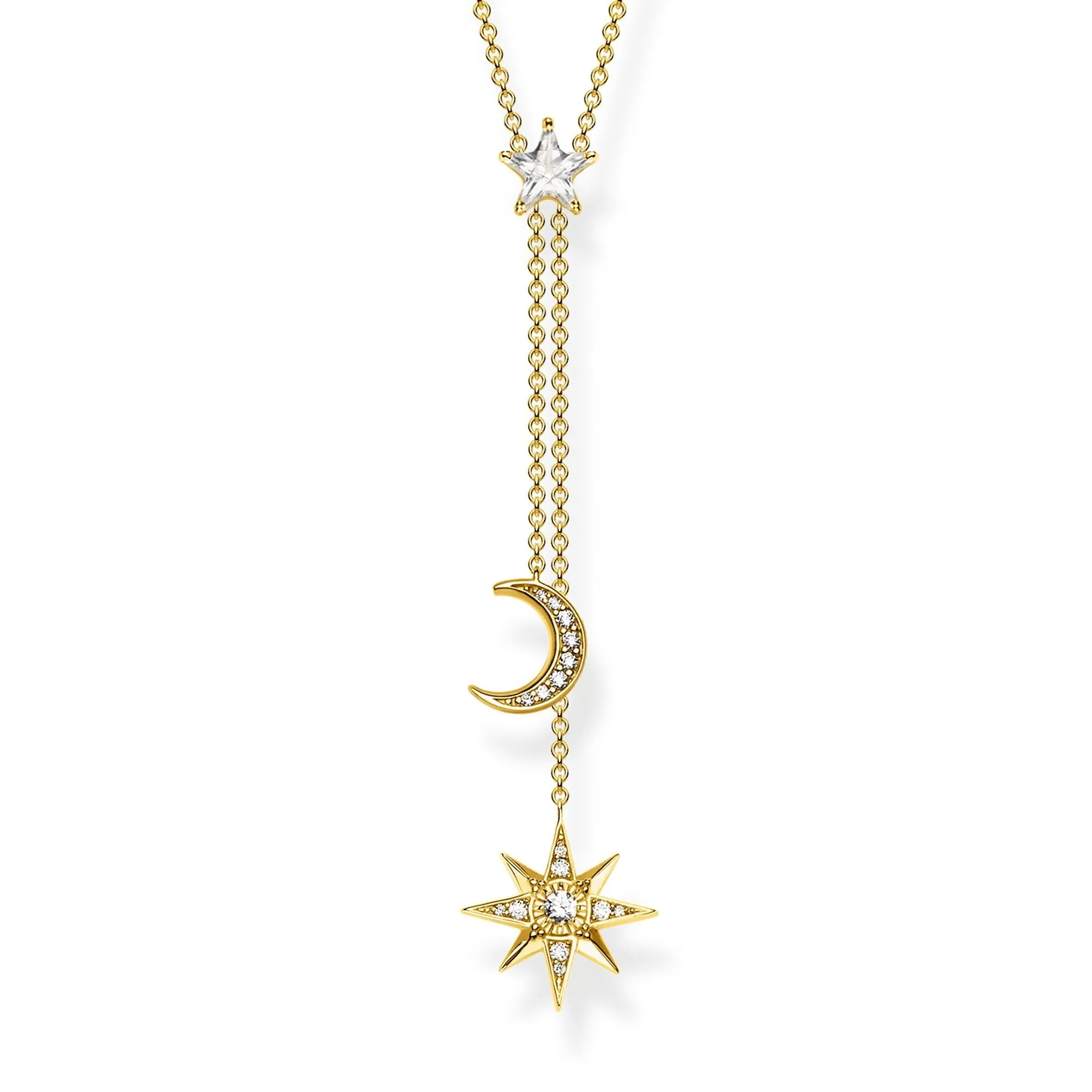 Thomas Sabo Glam & Soul Yellow Gold Plated Silver CZ Magic Stars Drop Necklace sold by C.W. Sellors
