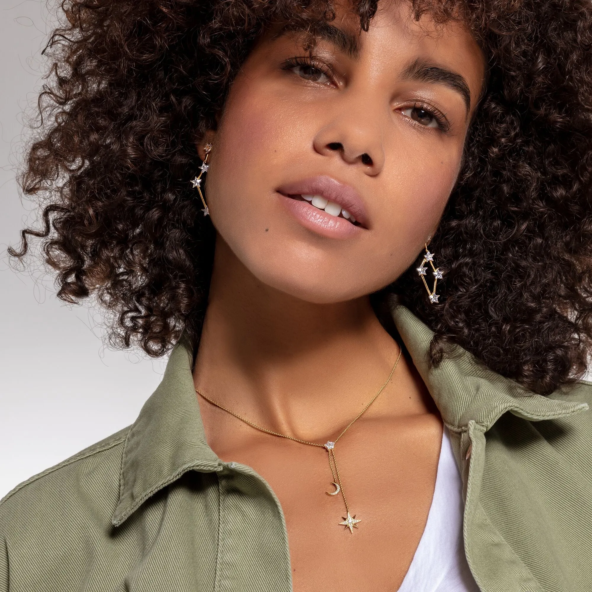 Thomas Sabo Glam & Soul Yellow Gold Plated Silver CZ Magic Stars Drop Necklace sold by C.W. Sellors product image thumbnail 2