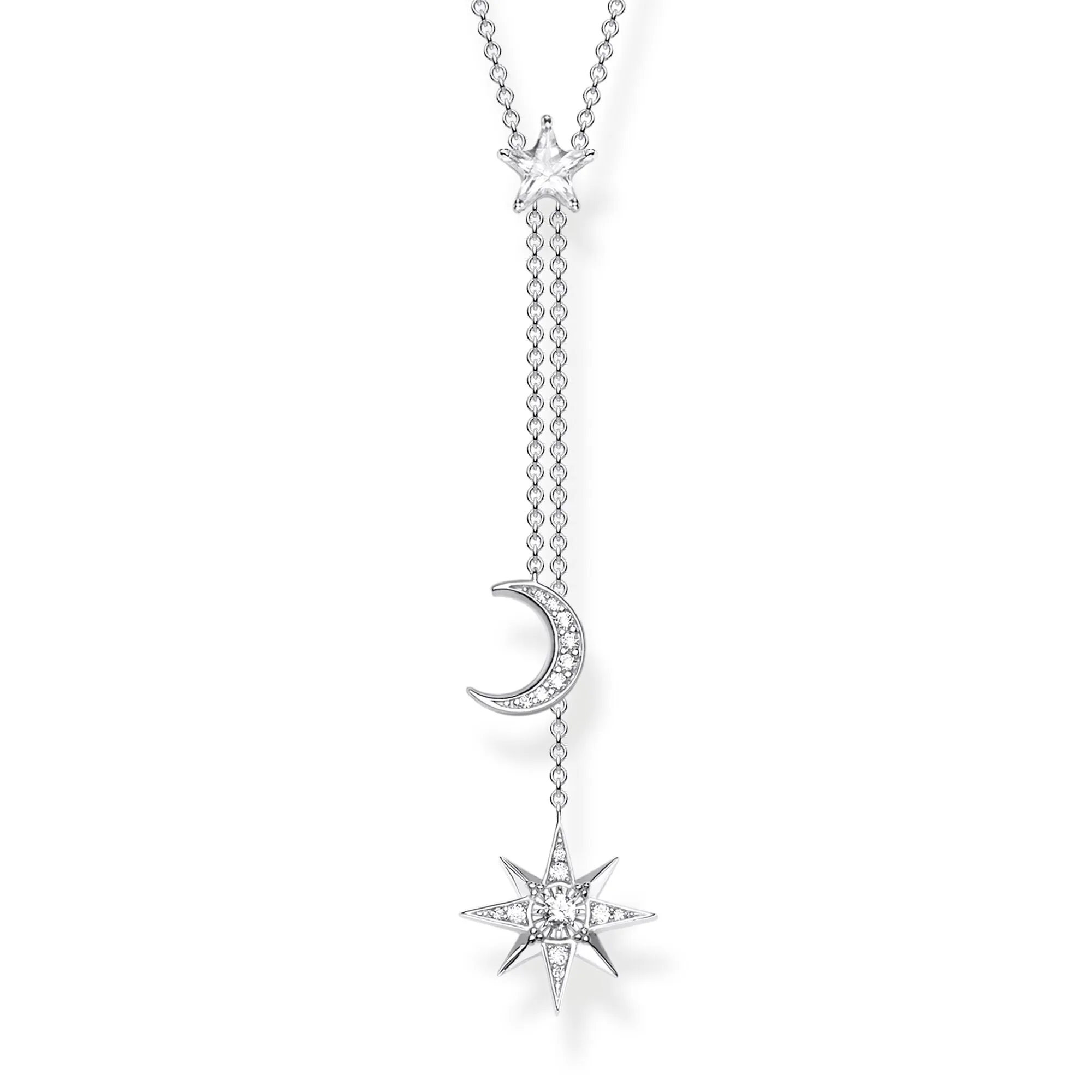Thomas Sabo Glam & Soul Sterling Silver CZ Magic Stars Drop Necklace sold by C.W. Sellors