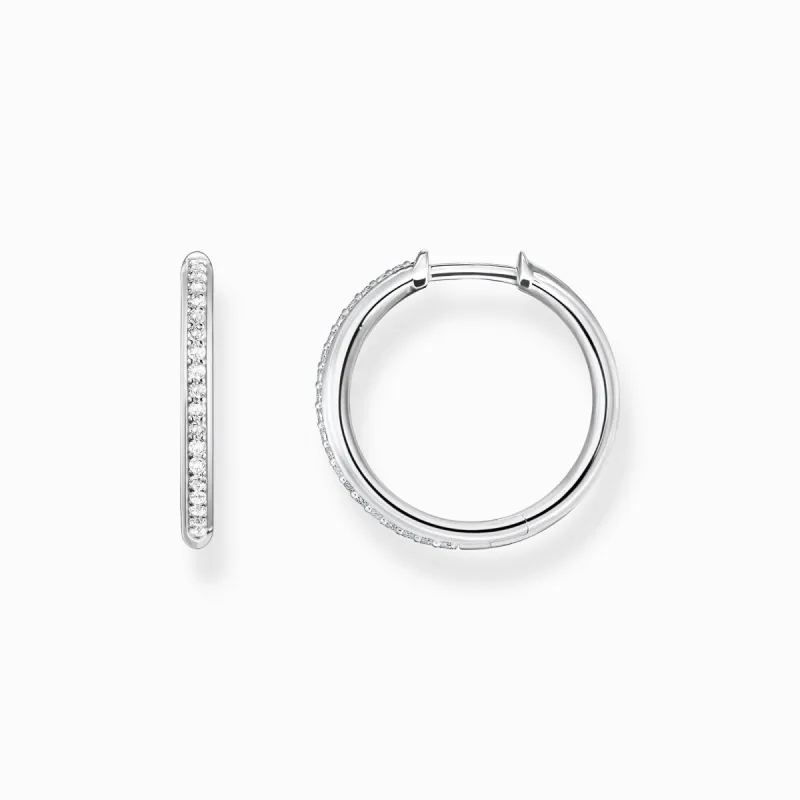 Thomas Sabo Sterling Silver White Stone Hoop Earrings sold by C.W. Sellors