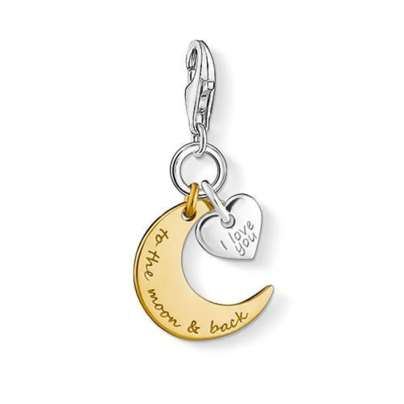 Thomas Sabo Charm Club Silver Yellow Gold Plated Silver Moon and Heart Charm sold by C.W. Sellors