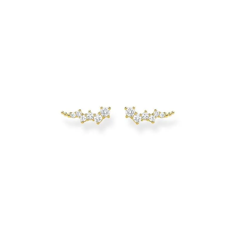 Thomas Sabo Charm Club Sterling Silver Gold Plated White Stones Ear Climber Earrings sold by C.W. Sellors