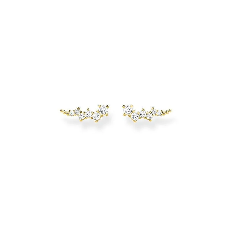 Thomas Sabo Charm Club Sterling Silver Gold Plated White Stones Ear Climber Earrings sold by C.W. Sellors