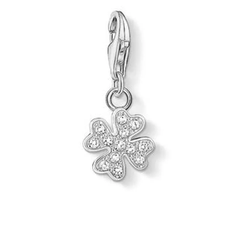 Thomas Sabo Charm Club Sterling Silver CZ Cloverleaf Charm sold by C.W. Sellors