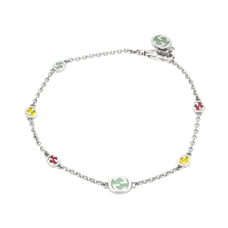 Gucci Interlocking G Sterling Silver Multicoloured Enamel Bracelet D sold by C.W. Sellors