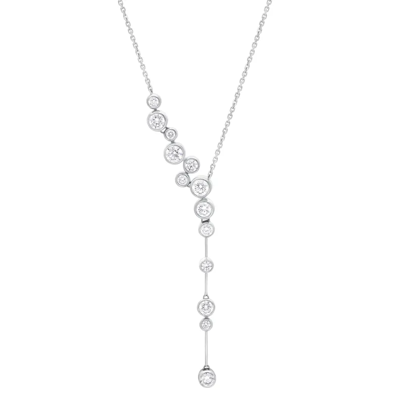 18ct White Gold 1.54ct Diamond Bubble Drop Necklet sold by C.W. Sellors
