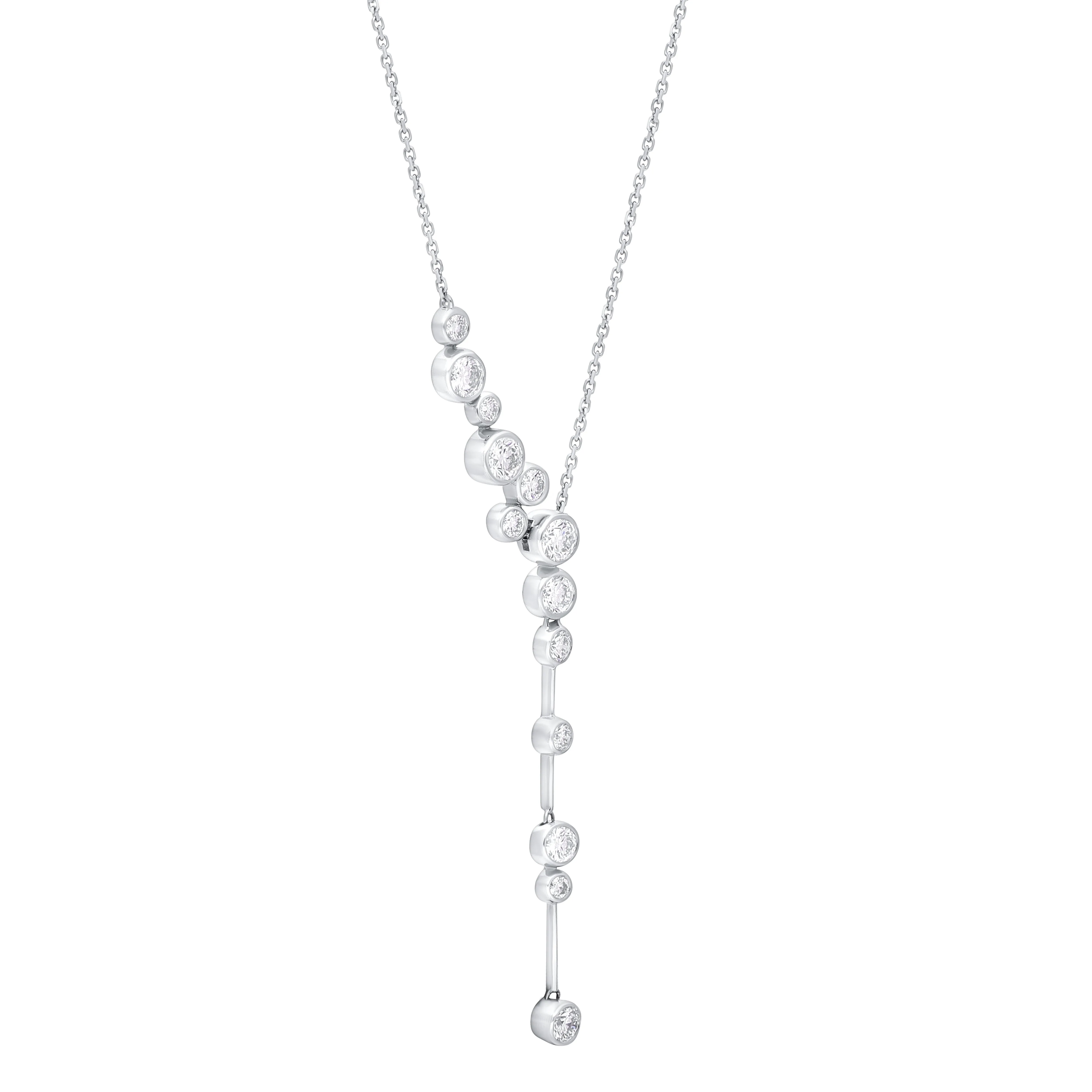 18ct White Gold 1.54ct Diamond Bubble Drop Necklet sold by C.W. Sellors product image thumbnail 2
