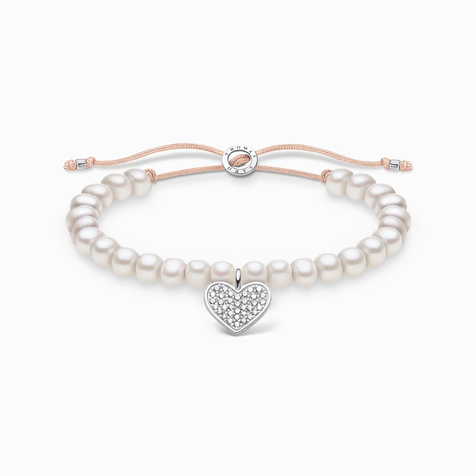 Thomas Sabo Sterling Silver Pearl Pave Heart Bracelet sold by C.W. Sellors