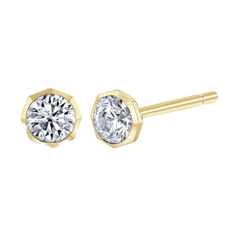 9ct Yellow Gold 0.30ct Lab Grown Diamond Solitaire Octagonal Stud Earrings sold by C.W. Sellors