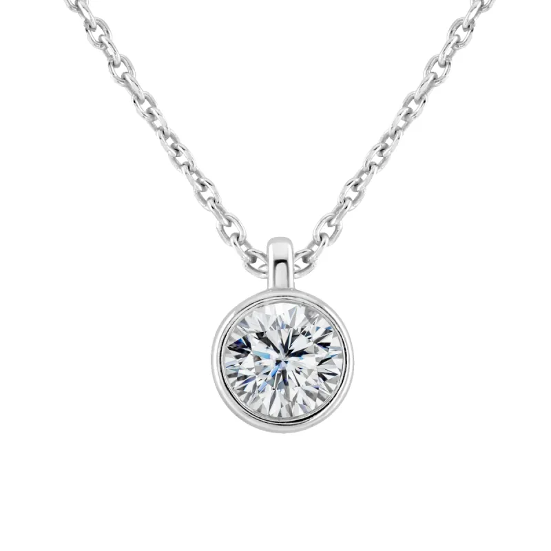 9ct White Gold 0.40ct Lab Grown Diamond Solitaire Necklace sold by C.W. Sellors